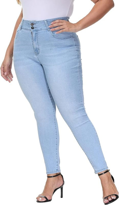 Womens Plus Size Skinny Jeans Stretchy High Waisted Ankle Jean view 5