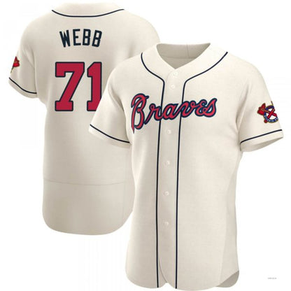 Atlanta Braves #71 Jacob Webb Cream Alternate Jersey Stitches Baseball Jerseys - Main View
