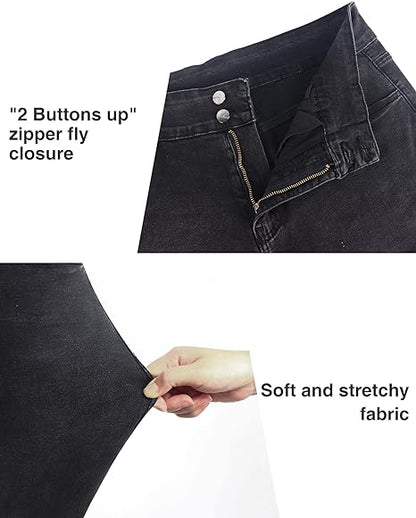 Womens Plus Size Skinny Jeans Stretchy High Waisted Classic Ankle Jean view 3