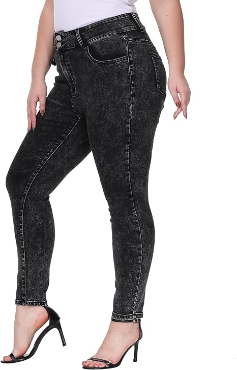 Womens Plus Size Skinny Jeans Stretchy High Waisted Classic Ankle Jean view 6