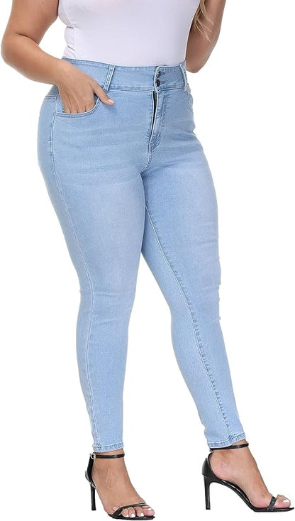 Womens Plus Size Skinny Jeans Stretchy High Waisted Ankle Jean view 6