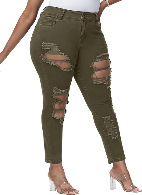 Womens Plus Size Skinny Jeans Stretchy High Waisted Ankle Jean view 5