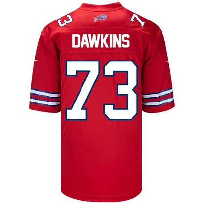 B.Bills #73 Dion Dawkins Game Jersey - Red Stitched American Football Jerseys - Main View