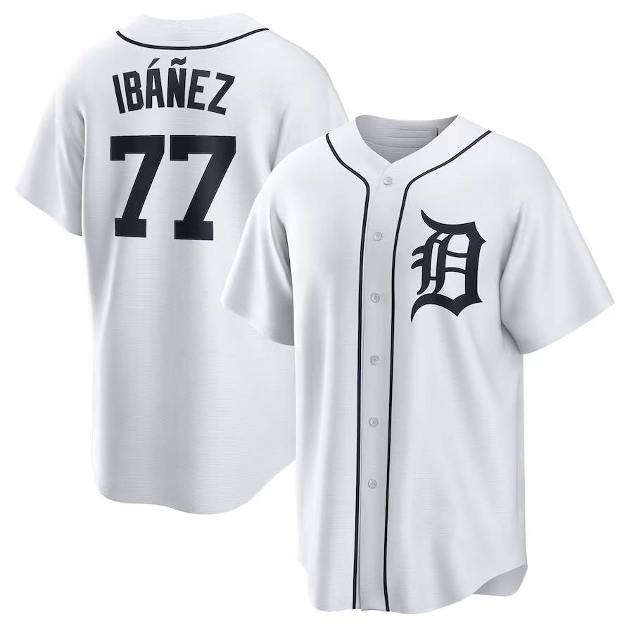 Detroit Tigers #77 Andy Ibáñez White Home Replica Player Name Jersey Baseball Jerseys - Main View