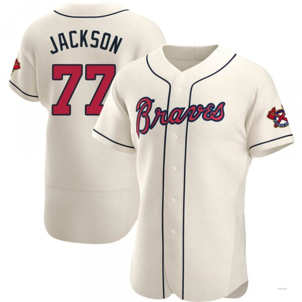 Atlanta Braves #77 Luke Jackson Cream Alternate Jersey Stitches Baseball Jerseys - Main View
