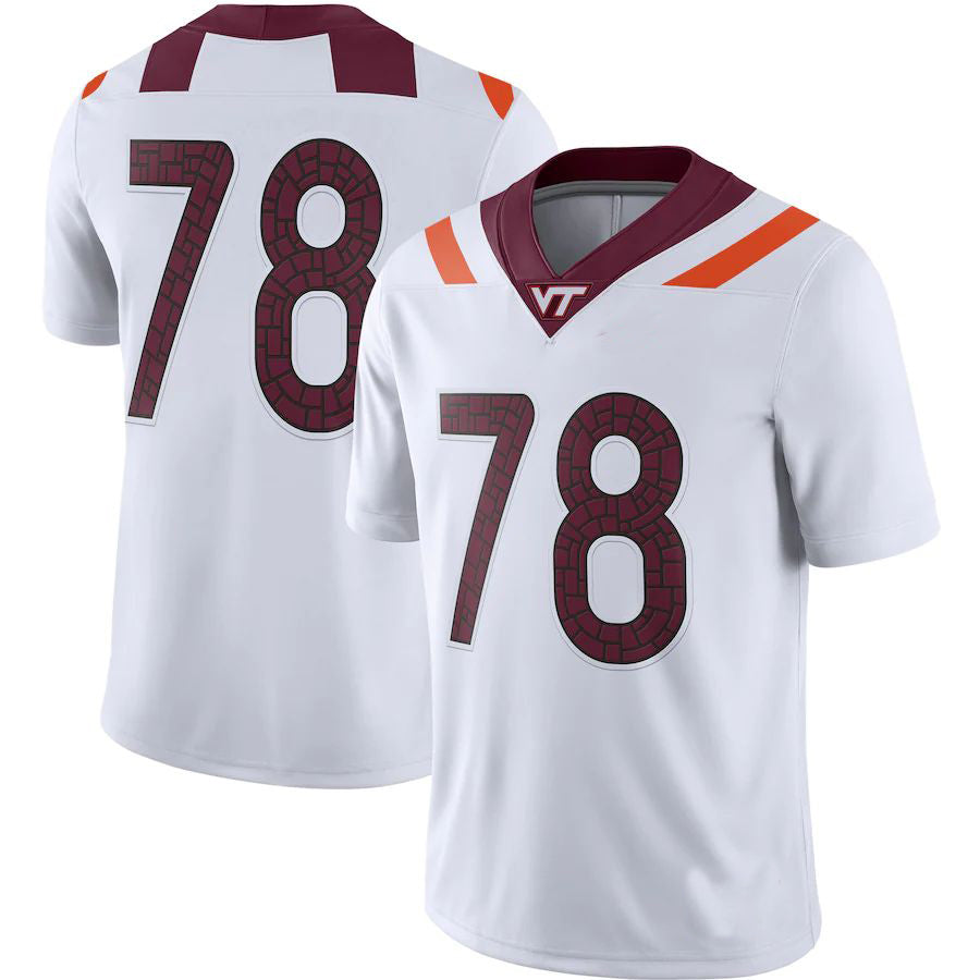 #78 V.Tech Hokies Game Player Jersey White Stitched American College Jerseys - Main View