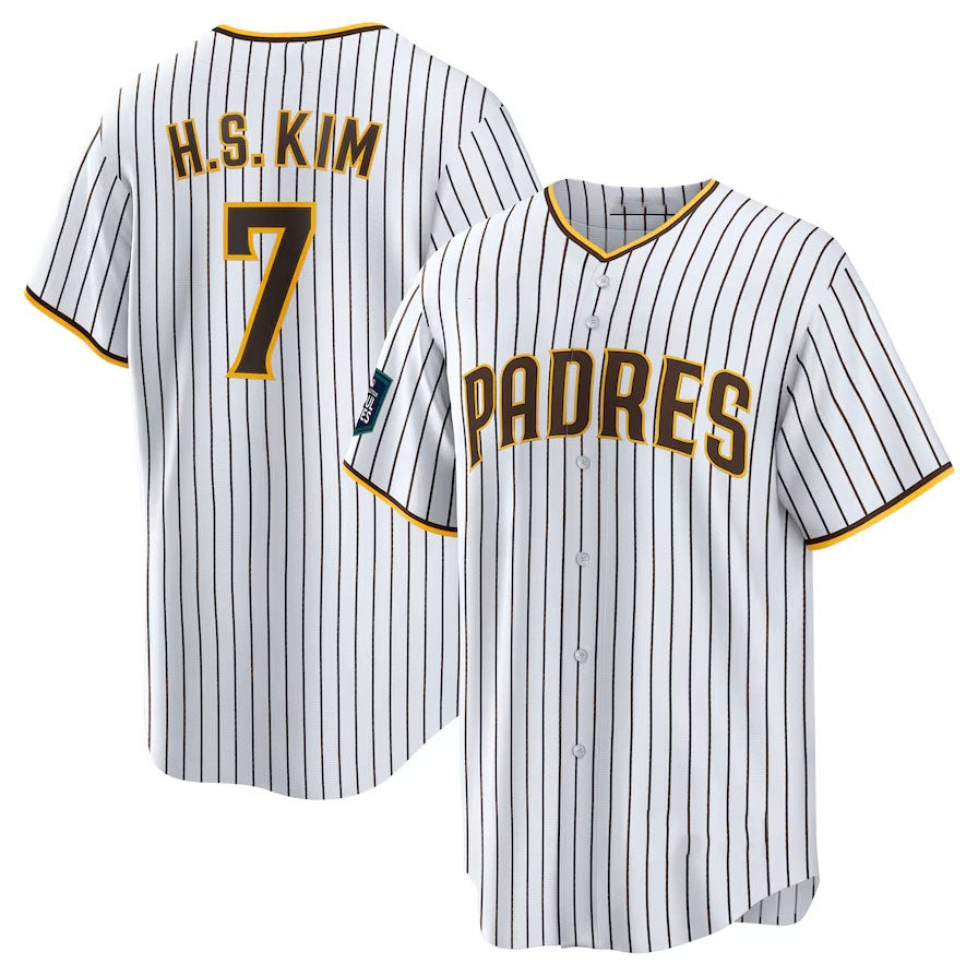 San Diego Padres #7 Ha-Seong Kim 2024 World Tour Seoul Series Home Replica Player Jersey - White Baseball Jerseys - Main View