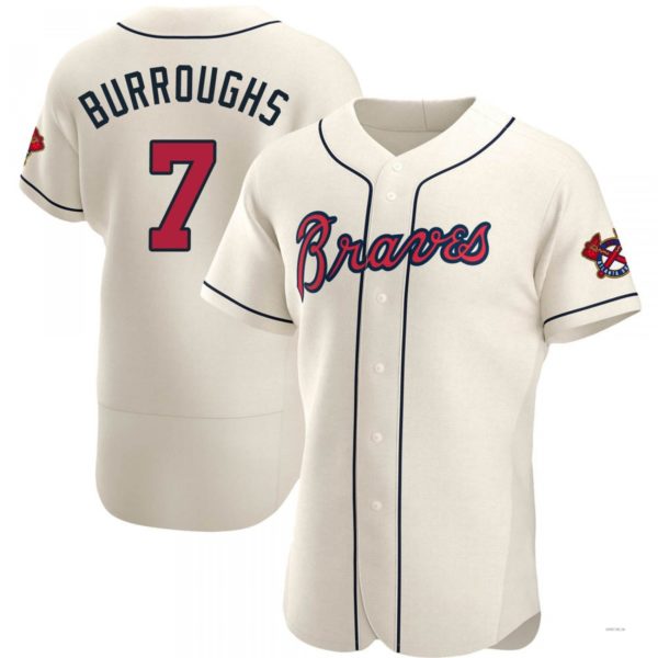 Atlanta Braves #7 Jeff Burroughs Cream Alternate Jersey Stitches Baseball Jerseys - Main View
