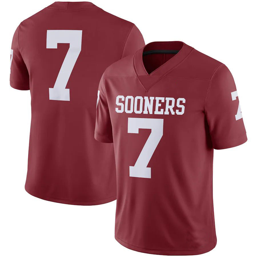 #7 O.Sooners Jordan Brand Team Game Jersey Crimson Football Jersey Stitched American College Jerseys - Main View
