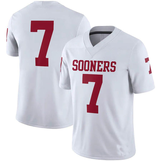 #7 O.Sooners Jordan Brand Team Game Jersey White Football Jersey Stitched American College Jerseys - Main View