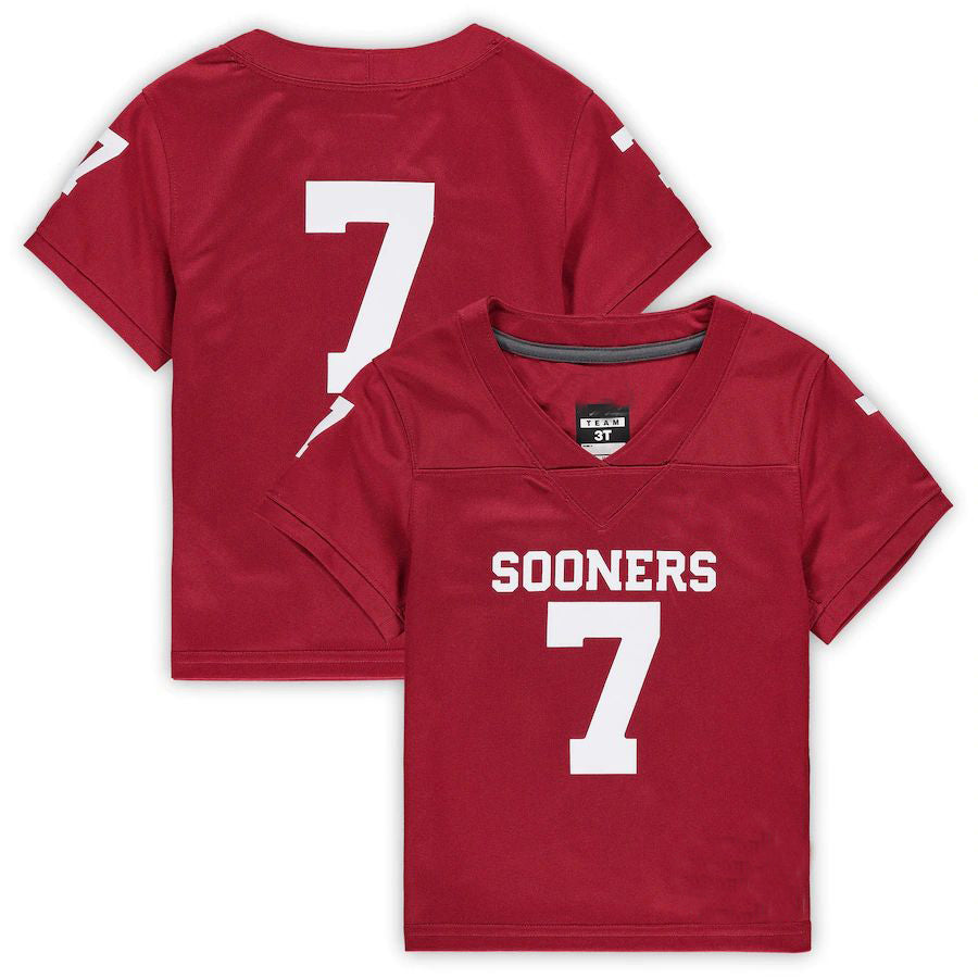 #7 O.Sooners Jordan Brand Toddler Replica Crimson Football Jersey Stitched American College Jerseys - Main View