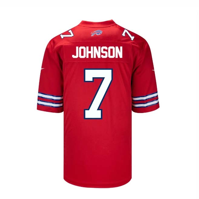 B.Bills #7 Taron Johnson Game Jersey - Red Football Jerseys - Main View