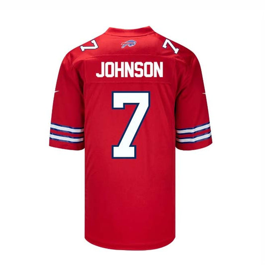 B.Bills #7 Taron Johnson Game Jersey - Red Football Jerseys - Main View