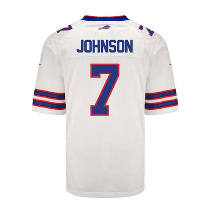 B.Bills #7 Taron Johnson Game Jersey - White Football Jerseys - Main View