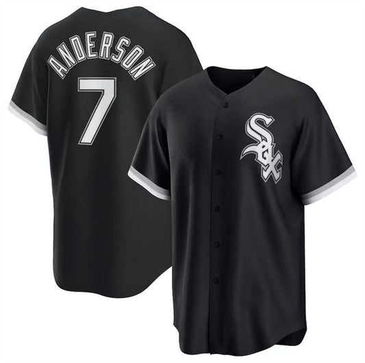 Chicago White Sox #7 Tim Anderson Black Alternate Cooperstown Collection Replica Player Jersey Baseball Jerseys - Main View