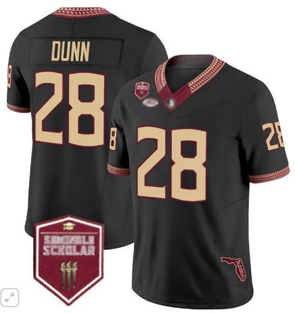 F.State Seminoles #28 Warrick Dunn Alumni Black Game American College Jerseys - Main View