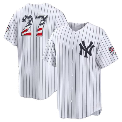 New York Yankees #27 Giancarlo Stanton USA 250 Fourth of July Home Stadium Jersey - White Tailgate Goods - Main View