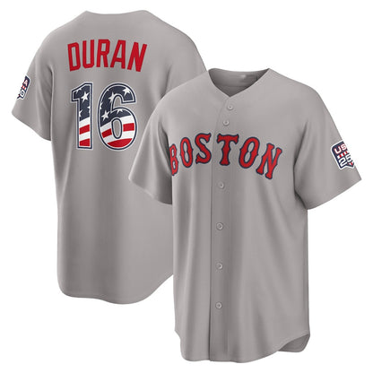 Boston Red Sox #16 Jarren Duran USA 250 Fourth of July Road Stadium Jersey - Gray Tailgate Goods - Main View