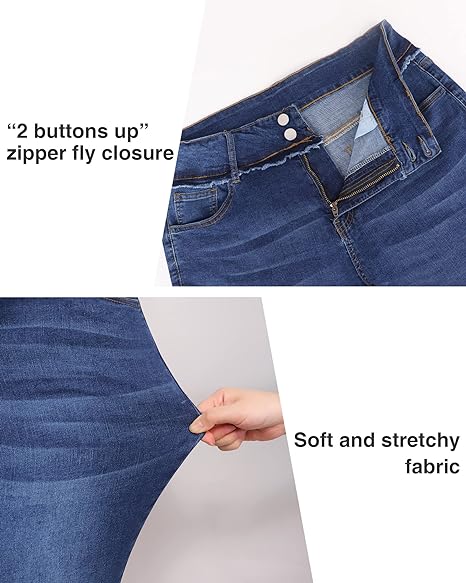 Womens Plus Size Skinny Jeans Stretchy High Waisted Ankle Jean view 3