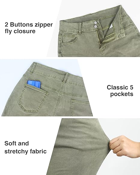 Womens Plus Size Skinny Tapered Pants Comfy Stretch High Waist Ankle Jean view 3
