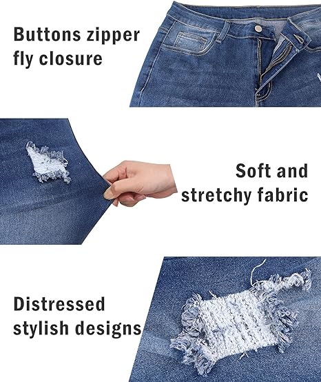 Womens Plus Size Skinny Jeans Stretchy High Waisted Ankle Jean view 3