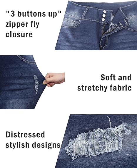 Womens Plus Size Skinny Jeans Stretchy High Waisted Ankle Jean view 3