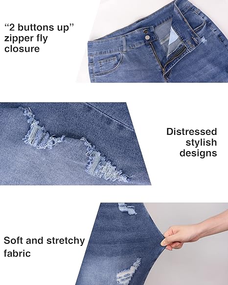 Womens Plus Size Skinny Jeans Stretchy High Waisted Ankle Jean view 3