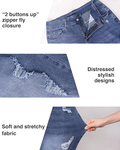 Womens Plus Size Skinny Jeans Stretchy High Waisted Ankle Jean view 3