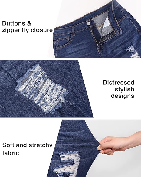 Womens Plus Size Skinny Jeans Stretchy High Waisted Ankle Jean view 3