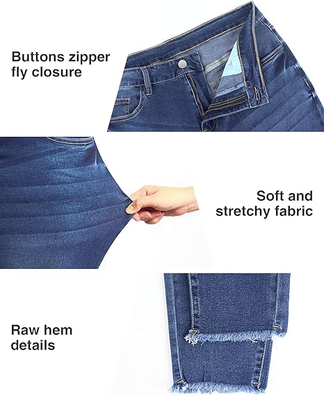 Womens Plus Size Skinny Jeans Stretchy High Waisted Classic Ankle Jean view 3