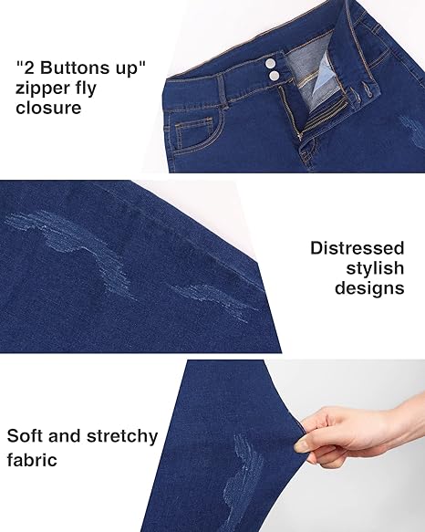Womens Plus Size Skinny Jeans Stretchy High Waisted Ankle Jean view 3