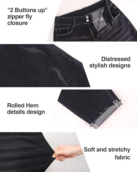 Womens Plus Size Skinny Jeans Stretchy High Waisted Ankle Jean view 3