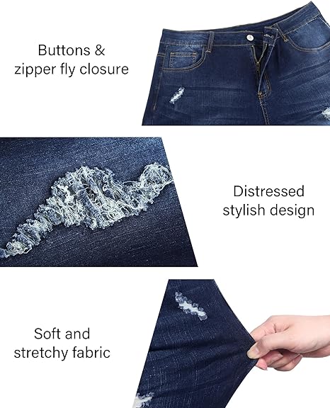 Womens Plus Size Skinny Jeans Stretchy High Waisted Ankle Jean view 3