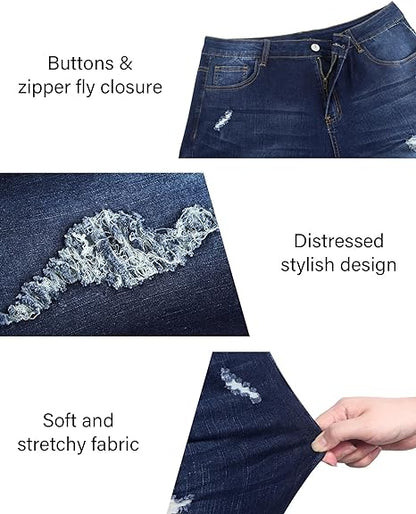Womens Plus Size Skinny Jeans Stretchy High Waisted Ankle Jean view 3