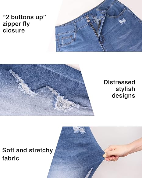 Womens Plus Size Skinny Jeans Stretchy High Waisted Ankle Jean view 3