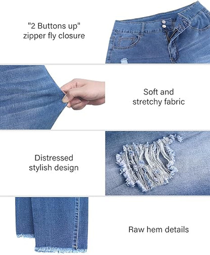 Womens Plus Size Skinny Jeans Stretchy High Waisted Ankle Jean view 3