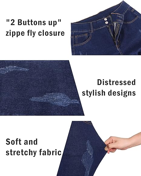 Womens Plus Size Skinny Jeans Stretchy High Waisted Ankle Jean view 3