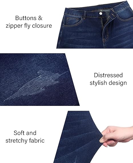 Womens Plus Size Skinny Jeans Stretchy High Waisted Ankle Jean view 3