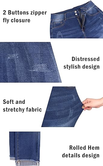 Womens Plus Size Skinny Jeans Stretchy High Waisted Ankle Jean view 3