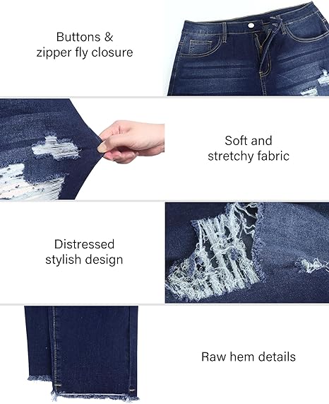 Womens Plus Size Skinny Jeans Stretchy High Waisted Ankle Jean view 3