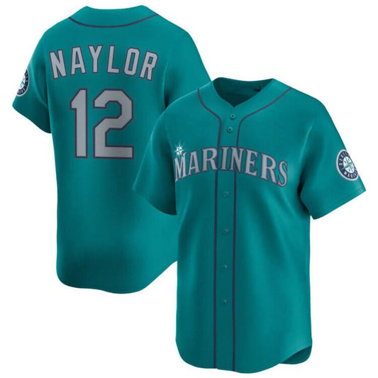 Seattle Mariners #12 Josh Naylor Aqua Limited Stitched Baseball Jersey - Main View