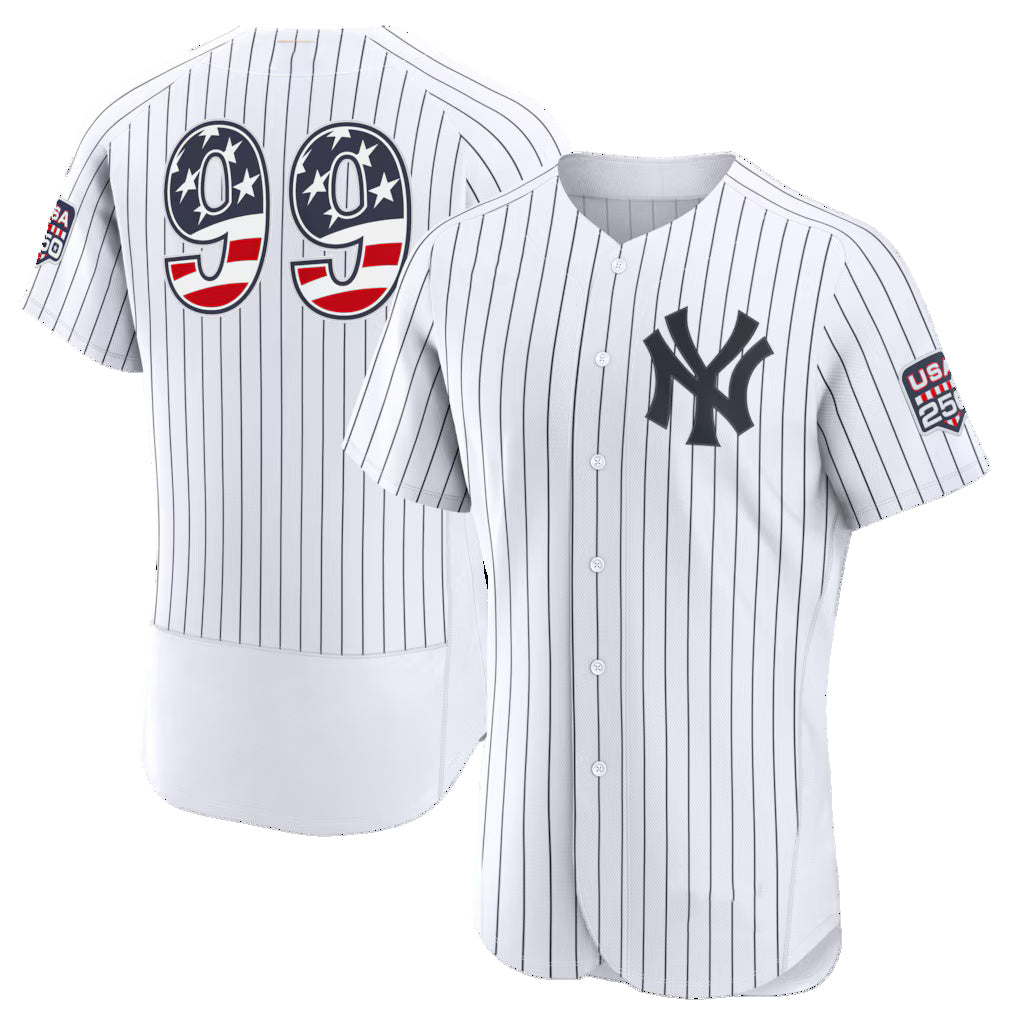 New York Yankees #99 Aaron Judge USA 250 Fourth of July Home Authentic Jersey - White Tailgate Goods - Main View