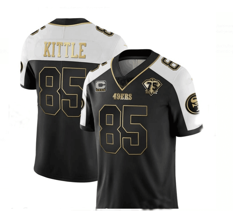 Football Jerseys SF.49ers #85 George Kittle Jersey Black Stitched Name And Number - Main View