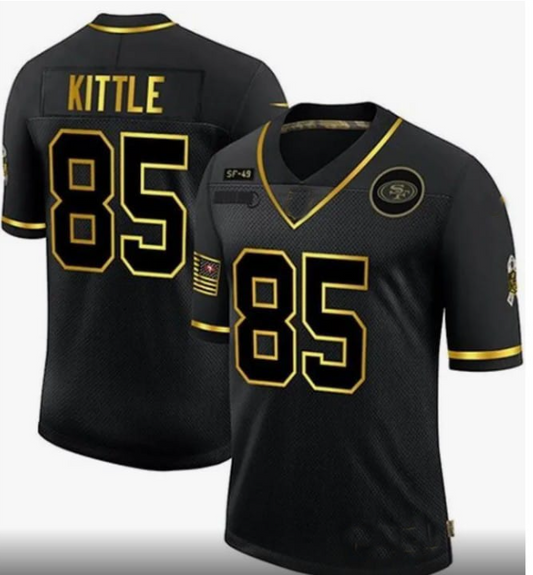 Football Jerseys SF.49ers #85 George Kittle Jersey Black Stitched Name And Number Jerseys - Main View