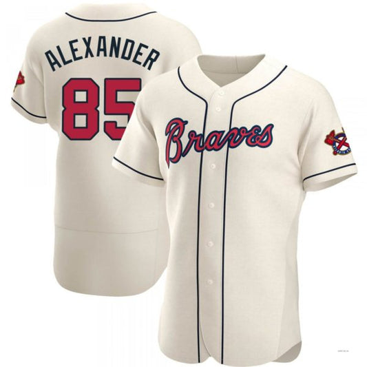 Atlanta Braves #85 CJ Alexander Cream Alternate Jersey Stitches Baseball Jerseys - Main View