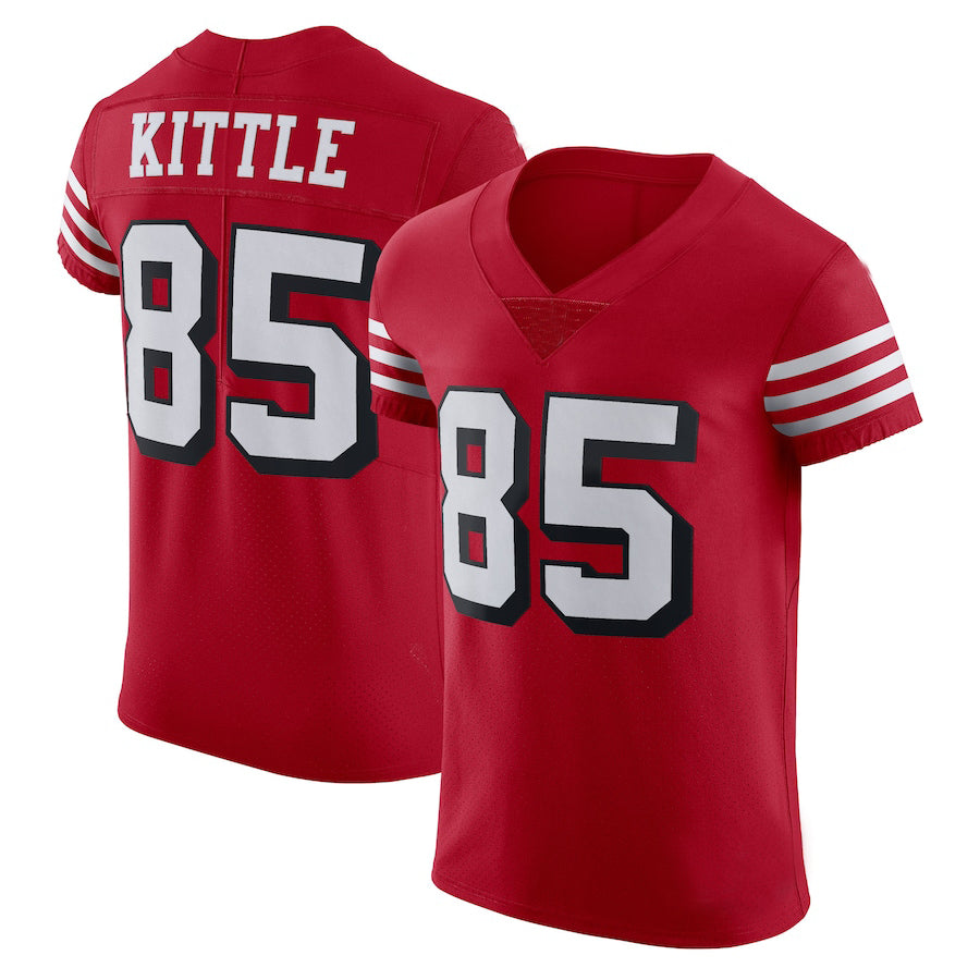SF.49ers #85 George Kittle New Red Black Stitched American Football Jerseys 2022 view 2