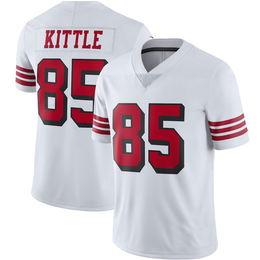 SF.49ers #85 George Kittle New White Black Stitched American Football Jerseys 2022 view 2