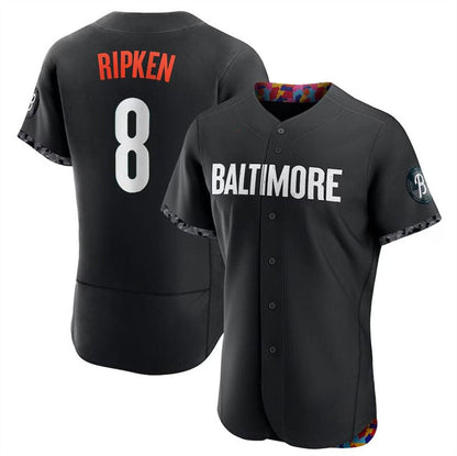 Baltimore Orioles #8 Cal Ripken Black Authentic Player Jersey Baseball Jerseys - Main View