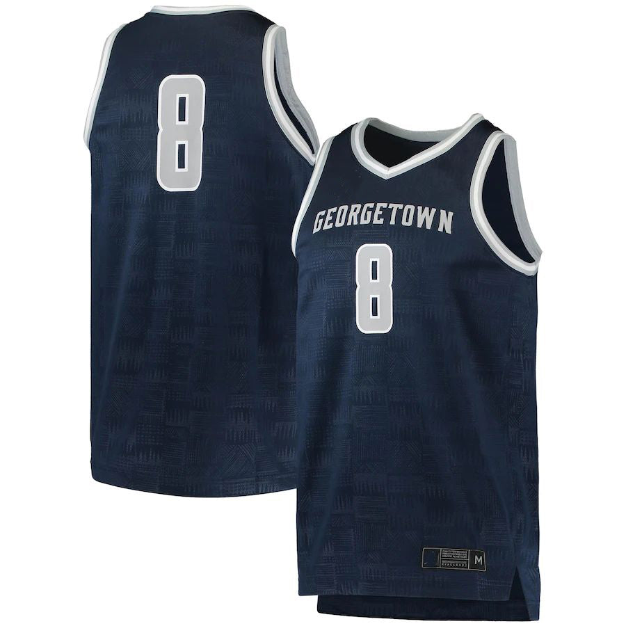 #8 G.Hoyas Jordan Brand Team Replica Basketball Jersey Navy Stitched American College Jerseys - Main View
