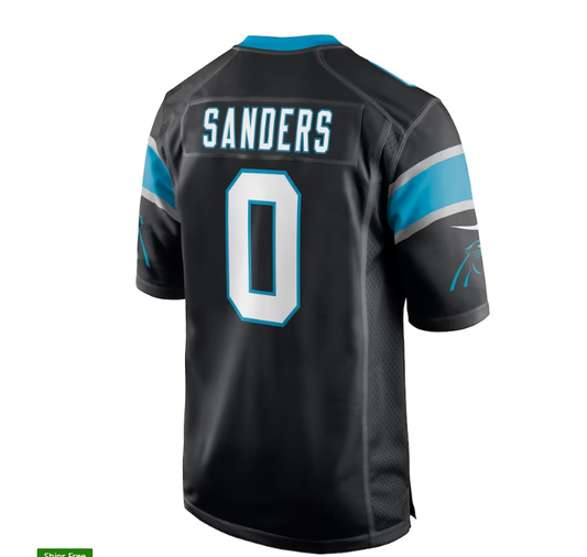 C.Panthers #0 Miles Sanders Game Player Jersey - Black Stitched American Football Jerseys - Main View